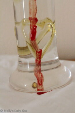 Menstrual Blood on glass dildo