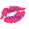 Creativity Sinful Sunday badge red lips and black text 
