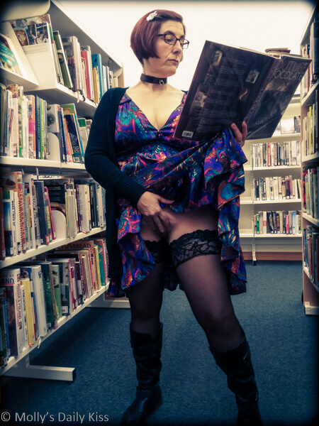 Molly flashing in the library