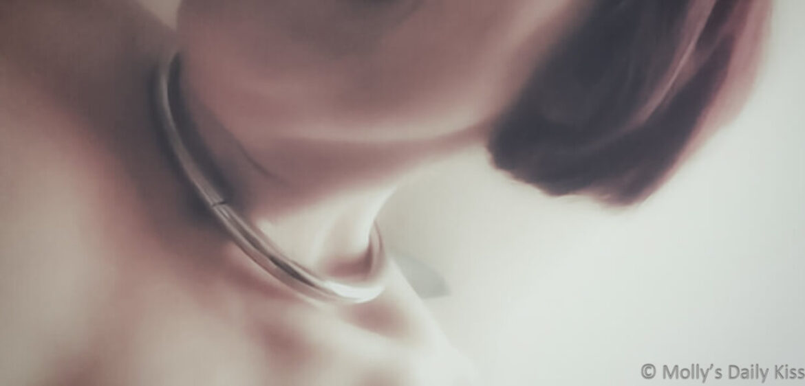 Cropped image of molly wearing hot under the collar metal locking collar
