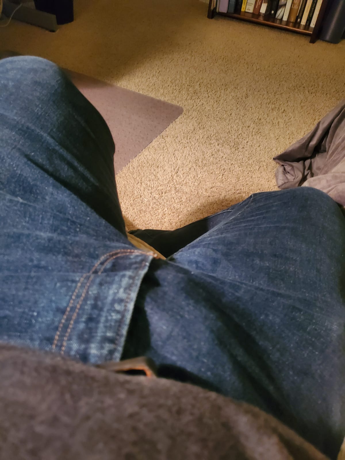 man in jeans with penis bulge